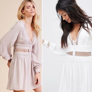 NWT FREE PEOPLE V-Neck Button Mini Dress Size 12